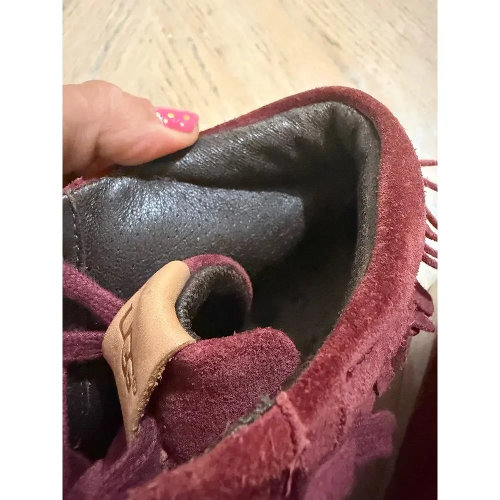 UGG Cali Brecken Lace High Fringe Pinot Noir Suede Sneakers men’s 8.5